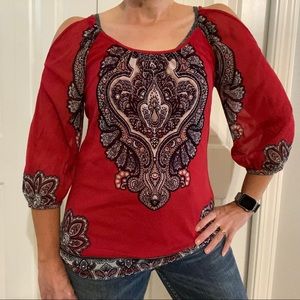 INC RED PAISLEY TOP